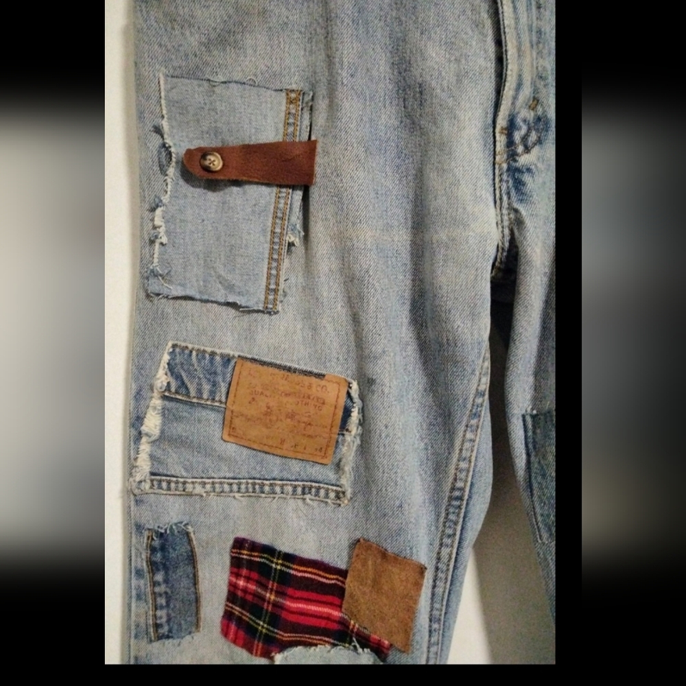 Levi's Vintage Custom Made Patchwork Straight Leg… - image 3